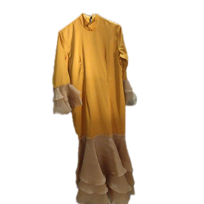 Gaun Duyung kuning|Gaun pesta|Wanita|Muslim|Gaun kondangan|kondangan|Dres kondangan Baju
