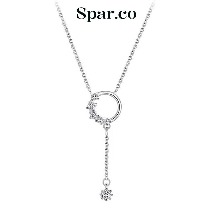 Spar.co Kalung Wanita Dream Catcher Platinum Zircon - Korean Style Jewelry Simple and Versatile Clav