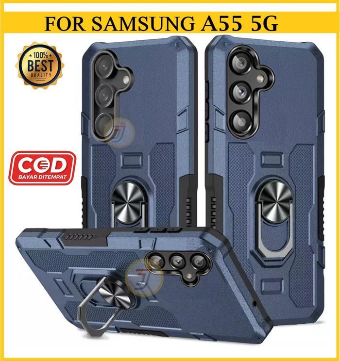 Casing Samsung A55 5G Ring Armor Robot Case Kickstand Hybrid/Ring Holder Tpu Handphone Hardcase Terl