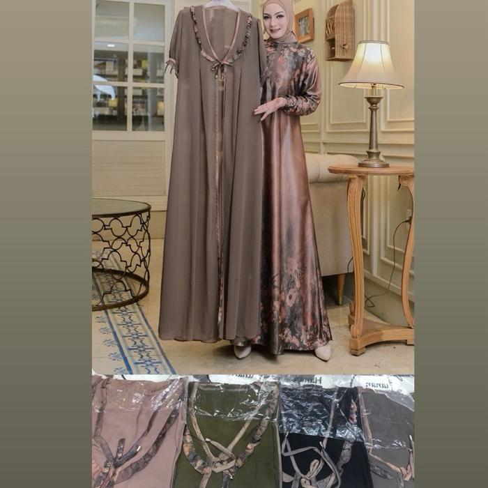 Gamis Hanan pisah rompi motif tempel
