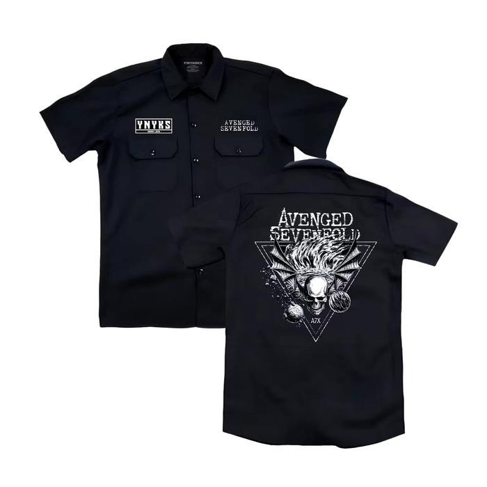 TAKESHI CLOTHING Workshirt avenged sevenfold segitiga Kemeja Kerja PDH Bahan Katun Kain Motif Nyaman