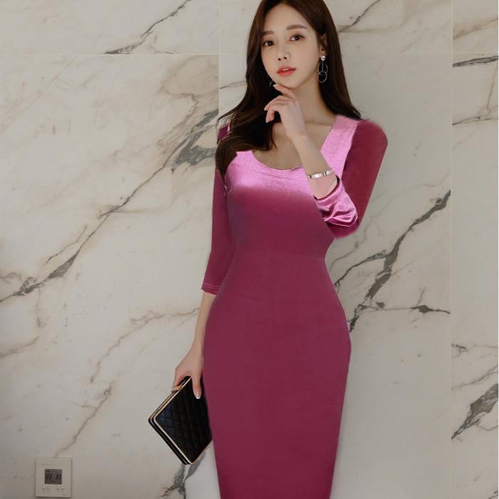 Baju Olla Ramlan Bahan Bludru / Dres Span Model Olla - Bludru Impor /Midi Dress Party Bludru / Dress