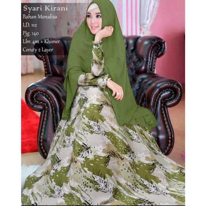 Olivia Syarii  Monalisa Premium Set Khimar Ceruty Bebydoll 2 Layer Gamis Dress Murah Grosir Gamis