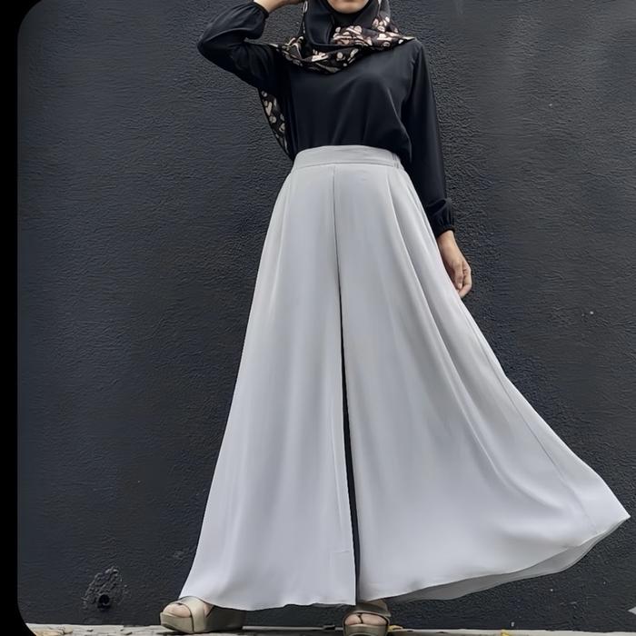 Celana Kulot Payung Panjang Jumbo Ceruty, Tanpa Potongan Original, Full Puring Model Terbaru Wanita,