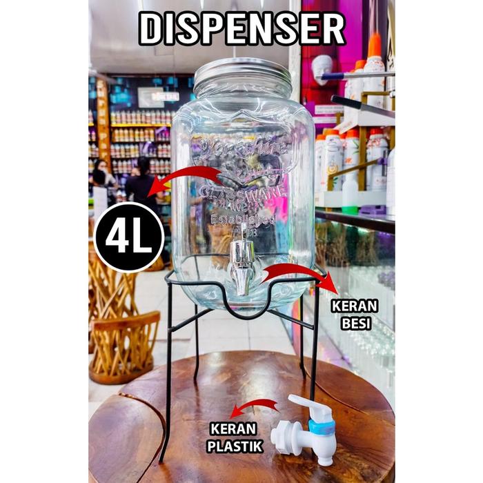 READY Dispenser Absolut/Tempat Alcohol/Praktis/Tempat Minuman Kaca Bening 4L
