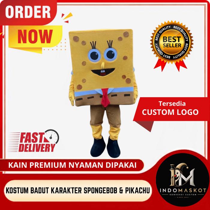 KOSTUM BADUT TERMURAH KARAKTER SPONGEBOB & PIKACHU