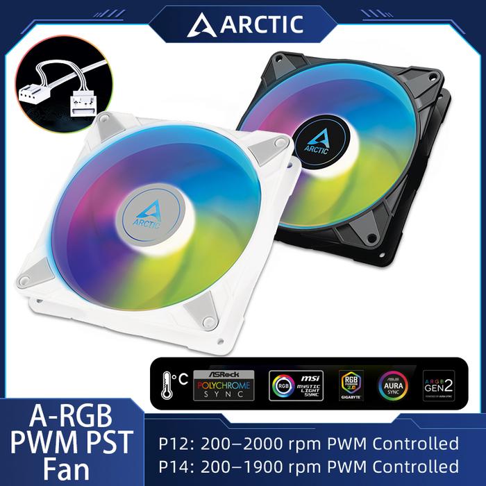 ARCTIC P12/P14 PWM PST A-RGB Case Fan 120/140mm Intelligent Temperature Control Silent Cooling Fan f