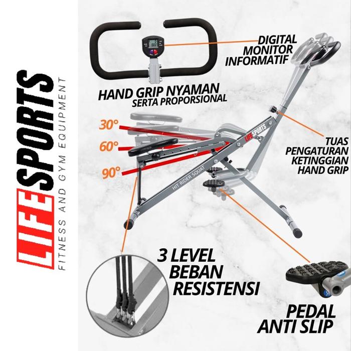 NQG - Lifesports Sport Hit Power Squat Alat Olahraga Gym Fitness Horse Rider
