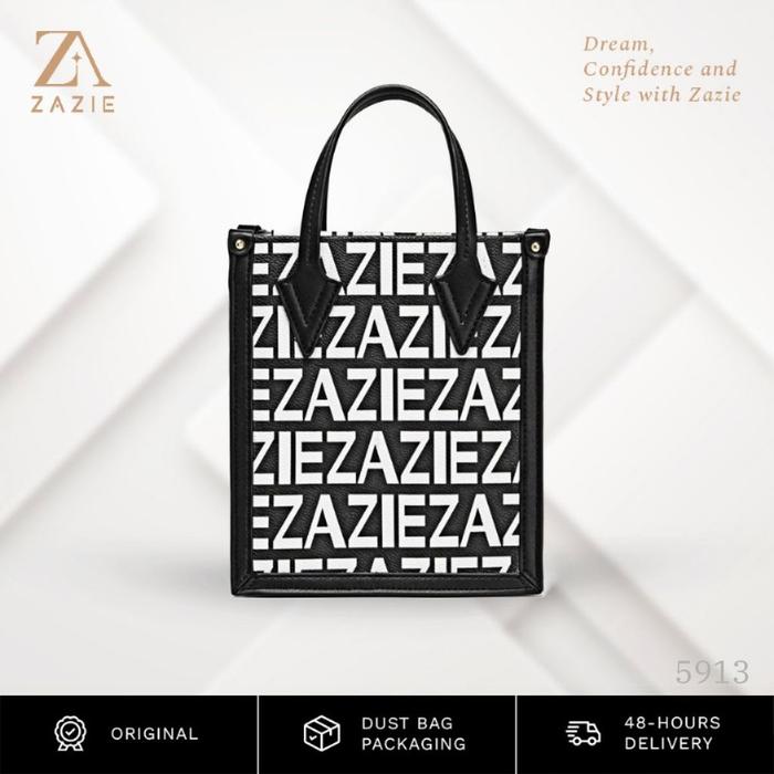 【ZAZIE】(5913) Berliano Bags - Tas Selempang Wanita, Fashion, PU Leather Canvas Hitam