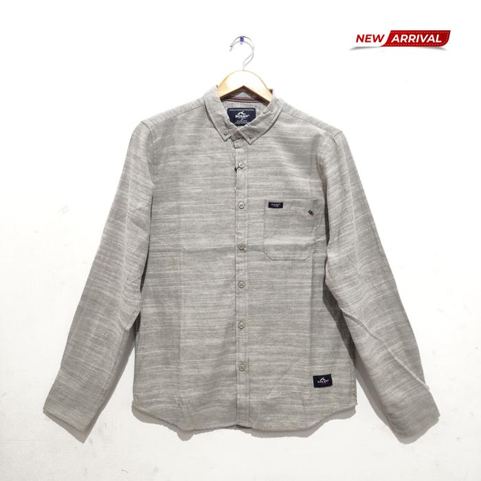 ROLUN Kemeja Casual Pria Motif Garis Slim Fit Abu CS451263