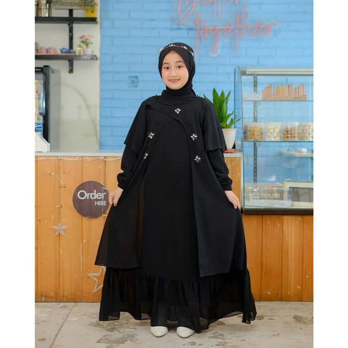 Yerinda Dress - Ceruty Babydol Polos untuk Anak Tanggung Umur 10-13 Tahun Size M & L Lebaran Remaja