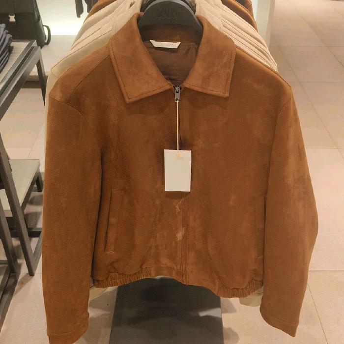 Jaket Zara Suede Pria Original Cokelat