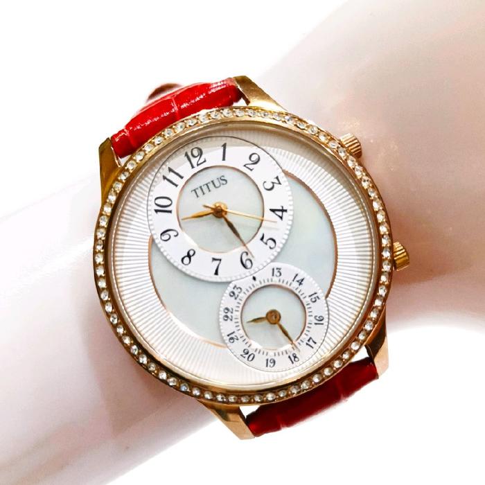 Jam Tangan Titus Dual Time MOP Dial Quartz  Watch Wanita Perempuan Cewek Original Bekas Second Murah
