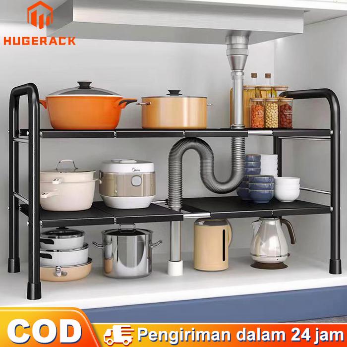 DISKON Rak dapur stainless steel Rak Bawah Wastafel Rak panci Rak kolong dapur Rak lemari dapur Ra