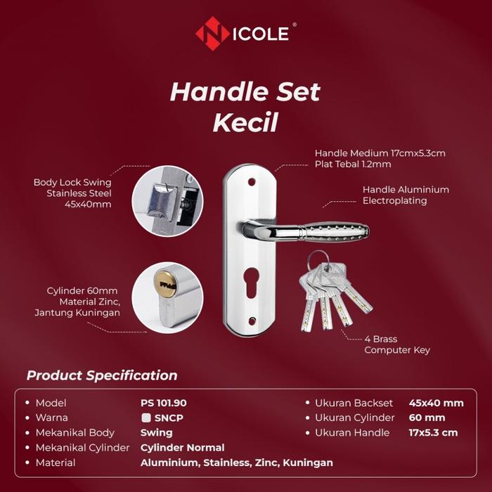 Nicole Gagang Pintu Set Kecil / Handle Pintu Set Small