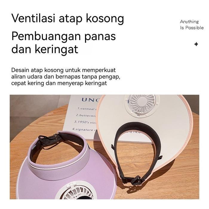 HOMMO Topi Kipas Anti Terik Matahari｜3 Level Angin｜Isi Daya Cepat｜Nyaman Dipakai Saat Jalan FX07