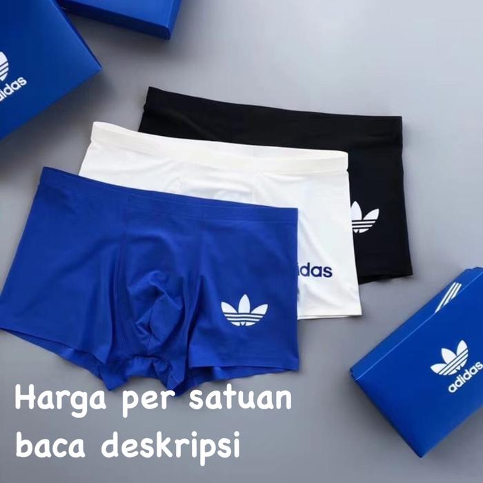 [HARGA PER 1 BOXER] Celana dalam boxer pria Adidas bahan katun sutera per pcs - top branded underwea
