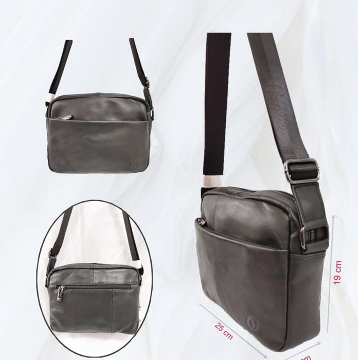 ELGINi Tas Selempang Pria Hitam dengan Ukuran 25 cm x 19 cm - Tas Tangan yang Nyaman dan Praktis
