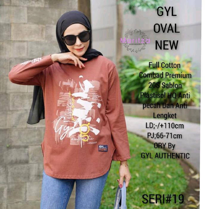 Kaos GYL OVAL NEW Full Cotton Combad Premium 20s Sablon Katun Panjang Wanita Atasan Baju Tangan Over