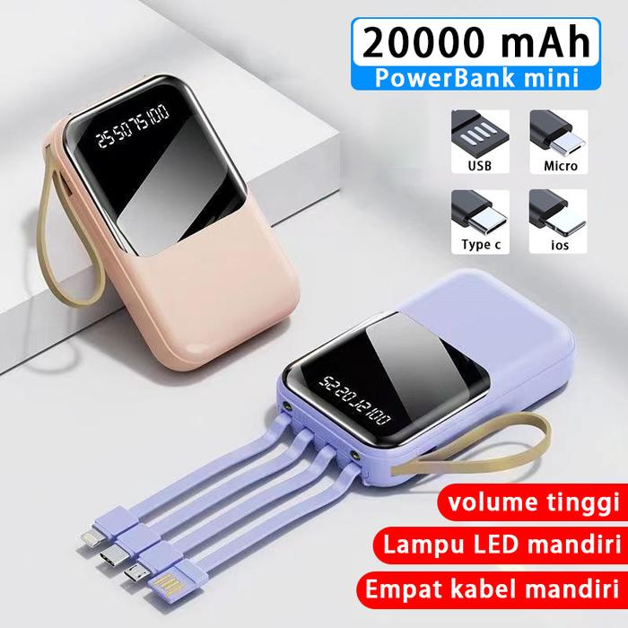 Powerbank 20000 mAh mini size with 4 usb fast charging Lightweight LED Senter Display power bank