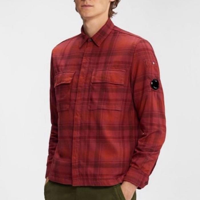 CP COMPANY Checker Tartan Shirt Burgundy