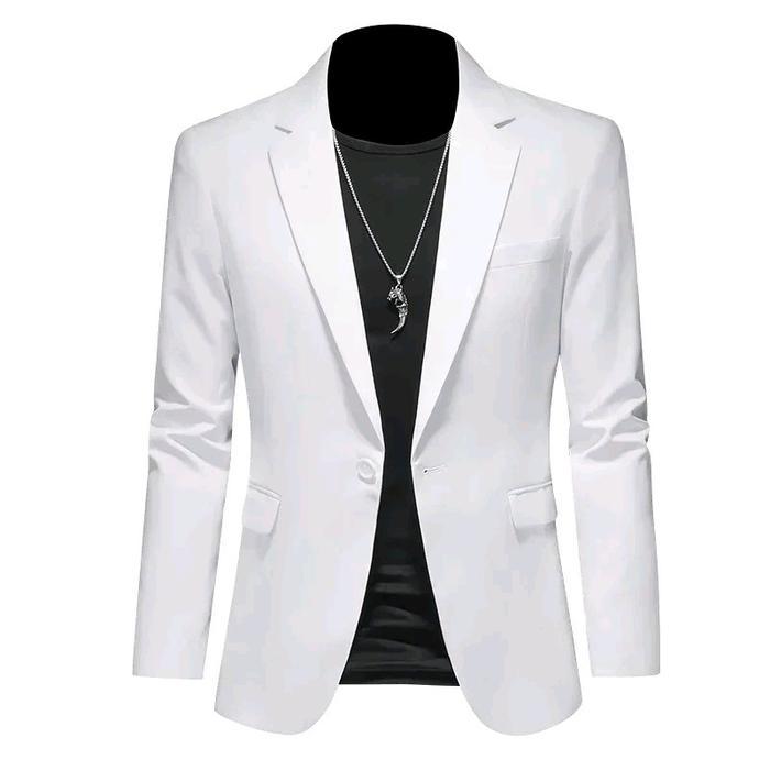 Jas Pria Putih Jas Formal Putih Jas Full Putih Blazer High Kain Terlaris