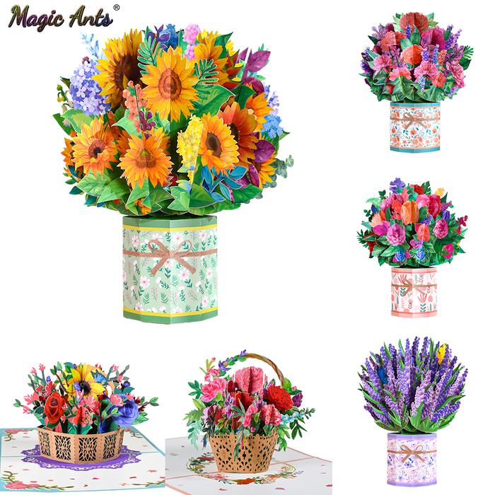 Pop-Up Flower Card Flora 3D Greeting Card for Birthday Mothers