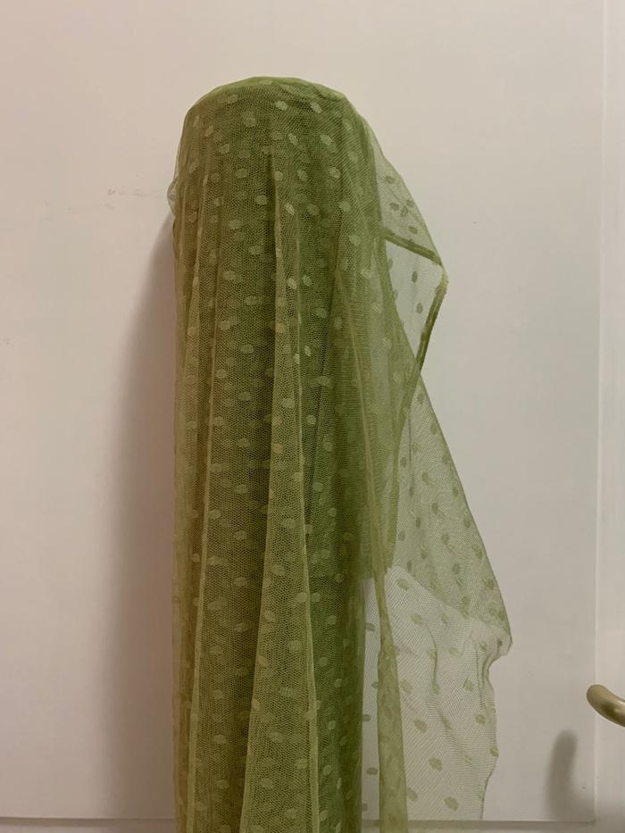 1/2 Meter Bahan Kain Tile Tille Tule Tulle Dot Dotty Warna Hijau Army