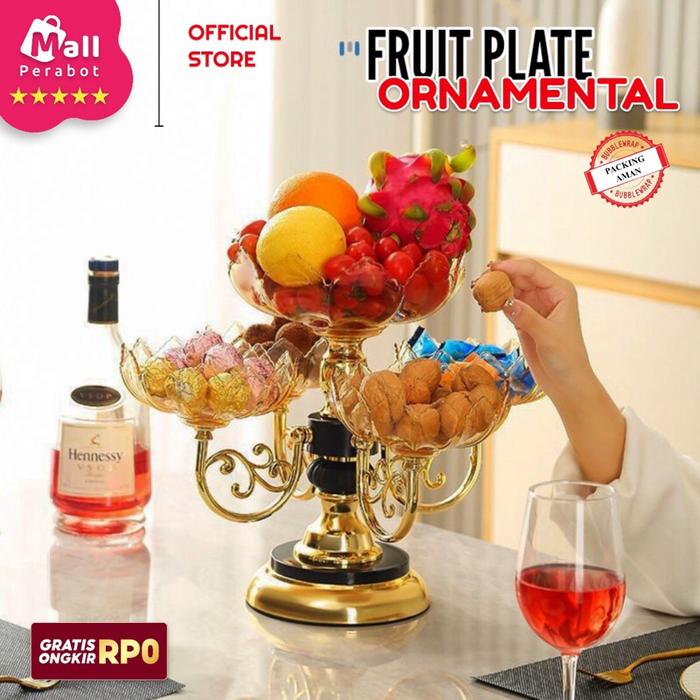 PREMIUM (READY) terjamin Mall Perabot | Piring Saji Ornamental Fruit Putar | Mangkok Buah Kristal Pl