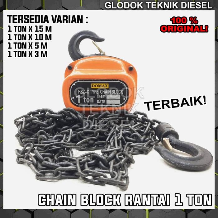 Chain Block Takel Katrol Lifting Barang 1 Ton x 15 10 5 3 Meter M ORI