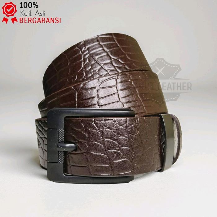 Sabuk Ikat Pinggang Pria Kulit Asli/Gesper Kulit Pria/Belt Kulit Buaya