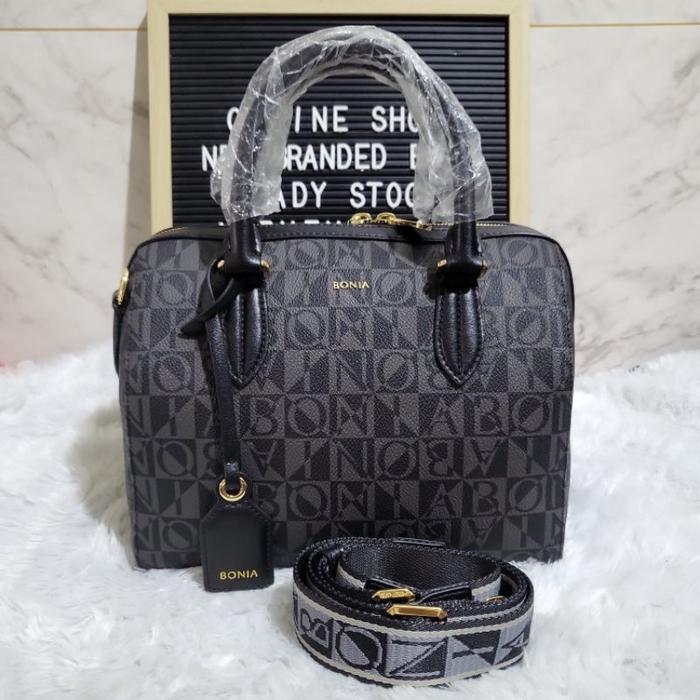 Tas Bonia Original Speedy Monogram Hitam Tali Lebar