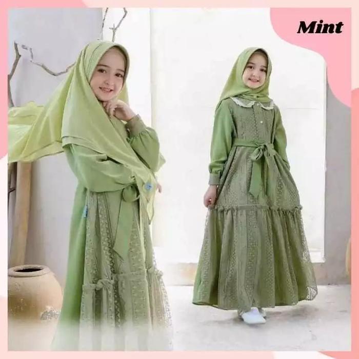 Gamis Anak Tanggung - One Set Terbaru 2024 Kekinian UMMA Dress Katun Muslim Gaun Nyaman Remaja Baju