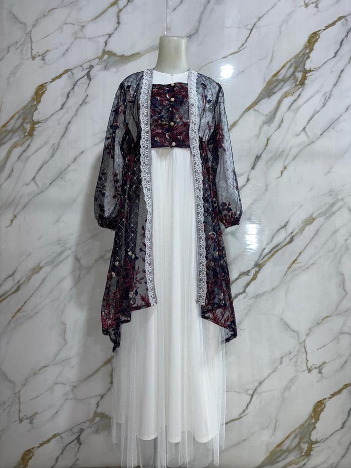 Set Outer Brukat + Inner Gamis | ( Setelan Outer + Inner )