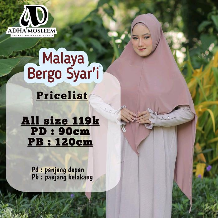 Adha Mosleem Hijab Bergo Jersey Malaya Premium Menutup Dada