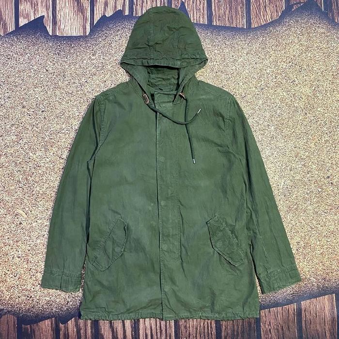 jaket parka hijau army GAP jaket hoodie cotton polos casual bagus size L