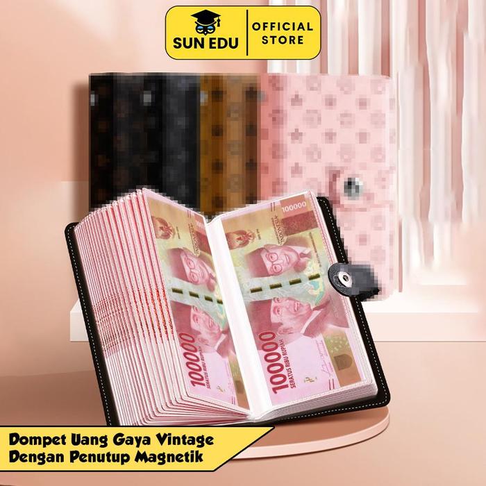 ompet Uang Gaya Vintage Dengan Penutup Magnetik / Dompet Album Multislot Uang Kertas / Dompet Kartu 
