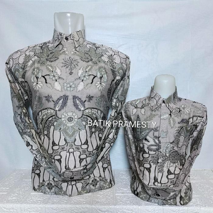 Batik Pramesty Kemeja Batik Pink Rose Gold Couple Ayah dan Anak Motif Ningrat Elegant Bahan Katun La