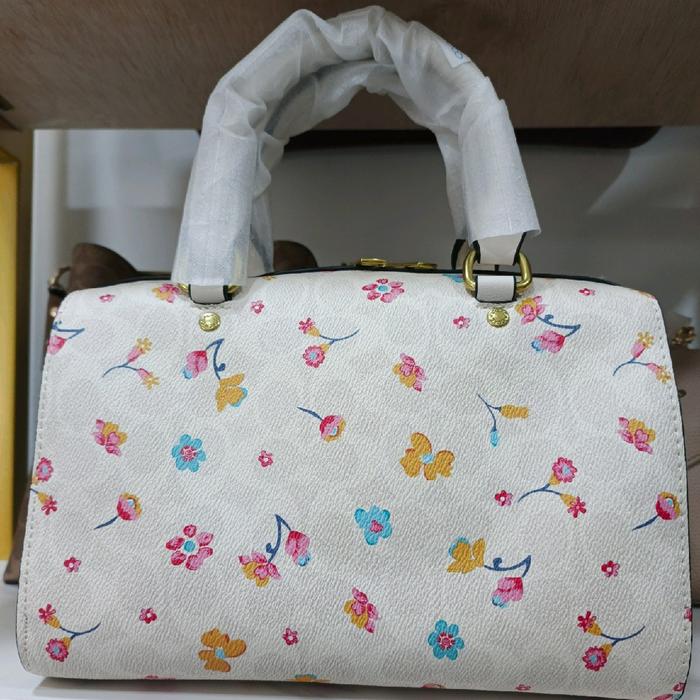tas handbag tabung + box motif bunga