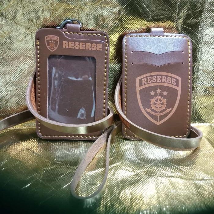 Reserse Kalung Gantungan ID Card Reserse Dompet Tanda Pengenal Lanyard dengan Desain Reserse Brown