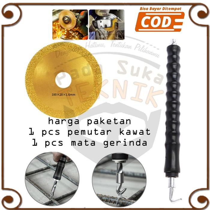 alat putar ikat bendrat + mata gerinda pemotong rebar besi beton baja ringan