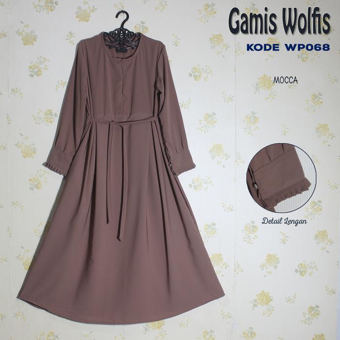 Gamis Wolfis Premium Polos WP 1068 Bahan Wolfis Grade A Adem Lembut Busui Friendly Wudhu Friendly de