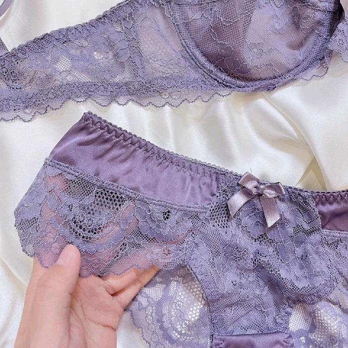 Terlaris- Kimberly Bra Set Setelan Bh Kawat Celana Dalam Cd Lace Renda Sexy Transparan Hot Seamless 