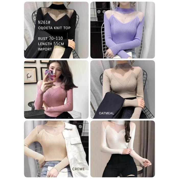 Oddeta Knit Top Atasan Wanita Lengan Panjang Import TM N261