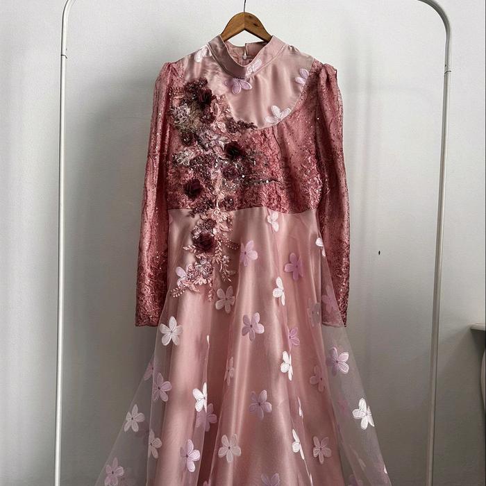 dress bunga  3 d berpayet