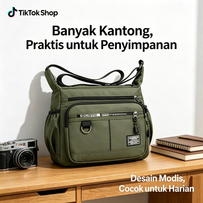 Tas Selempang Pria Anti Air Anti Gores Bahan Oxford Premium Kuat Tahan Lama Banyak Kantong Kapasitas