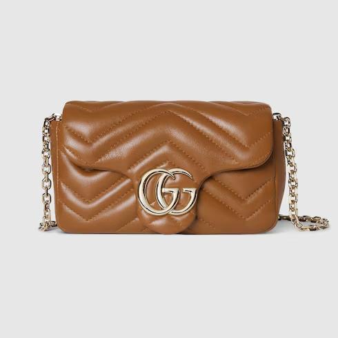 Tas messenger,Tas Premium Wanita,GG Marmont mini shoulder bag,brown