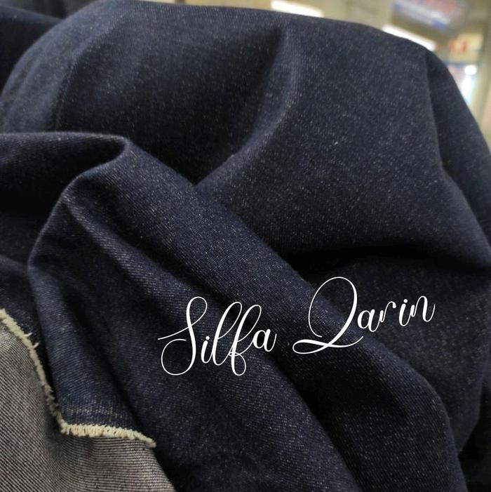 Kain Bahan Denim Jeans 14 oz Meteran (Belum Washed) / Bahan Jeans Denim.