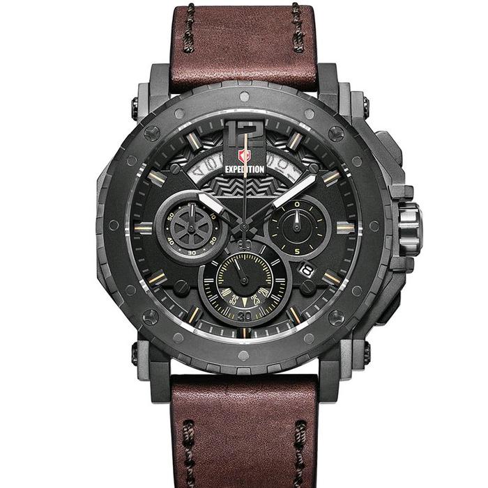 EXPEDITION EXP E6402M CHRONOGRAPH LEATHER BAND / jam tangan expedition e6402m chronograph ( PRIA )