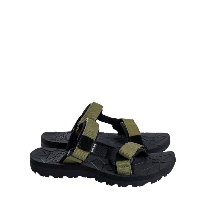 SandalEiger TOMAHAWK SLIP ON BLACK Sandal Pria dengan Tali Hijau dan Sole Tebal untuk Keseharian,Sen